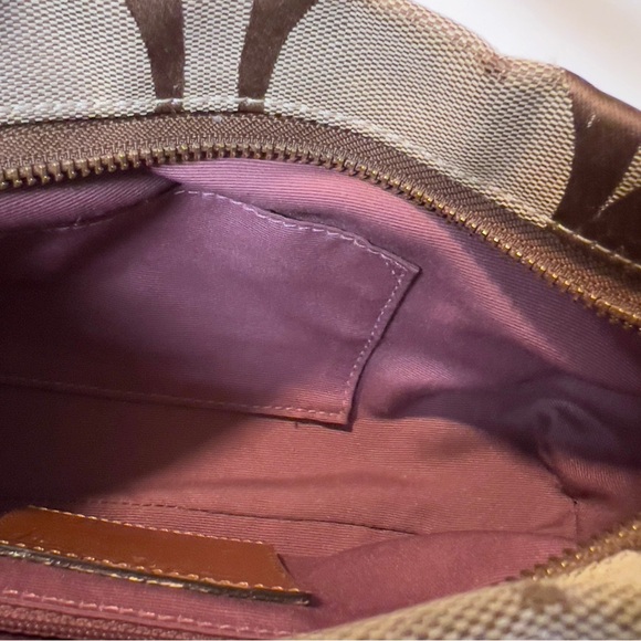 Coach Vintage Y2K Brown Big C Logo pattern Canvas Small Shoulder Wristlet Bag - Picture 9 of 16